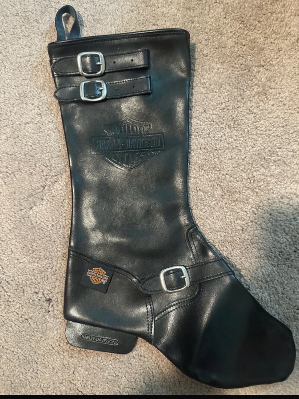 Harley-Davidson Black Leather Boot Cover with Buckles